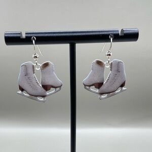 Sterling Silver Glitter Enamel Ice Skate Earrings